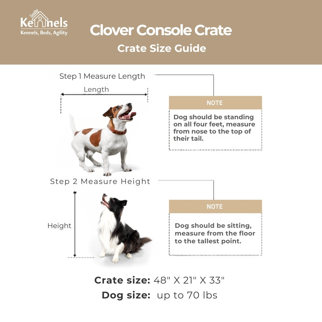 Lucky Kennels Clover Console Crate Stylish pet Furniture with Sleek Black Metal gate, enhances Airflow and Visibility