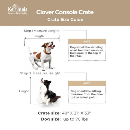 Lucky Kennels Clover Console Crate Stylish pet Furniture with Sleek Black Metal gate, enhances Airflow and Visibility