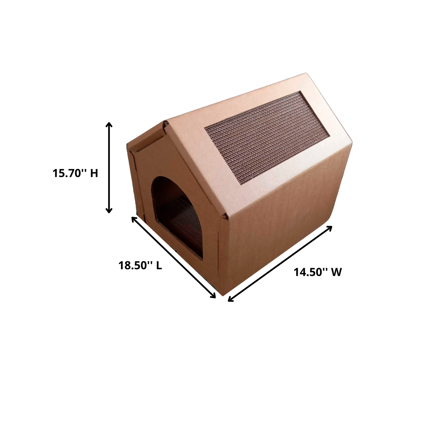 Cozy Cat House with Scratcher Pads, Corrugated Cardboard Cat House - Medium  or Small Size, Sturdy and Eco-Friendly, Perfect Indoor Cat Hideaway, for Indoor Cats and Rabbits.