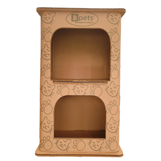 PetPro 2-Floor Pet House, Cat House, Small Animal Hideaway, Eco-Friendly Play House, Corrugated Cardboard Cat Condo, Rabbit Hutch Alternative, Easy Assembly, Durable & Spacious