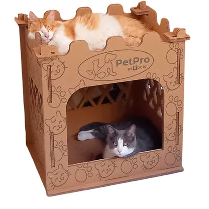 PetPro Royal Retreat, Castle Cat House, Premium Corrugated Cardboard, Double-Layer Scratcher, Indoor Cat House,Eco-Friendly, Cardboard Cat Scratcher Castle, Cat Litter House.