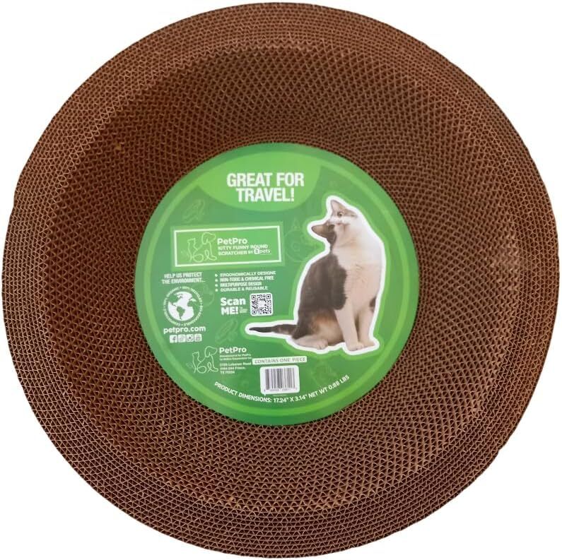 PetPro B Kitty Round Scratcher - Fun and Durable Cat Scratching Pad for Happy, Healthy Cats