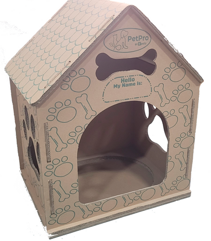 Cardboard Dog House No/Plush Bed Include Indoor, Modern Crate Alt., Sustainable Shelter. Large Dogs. Easy Assembly