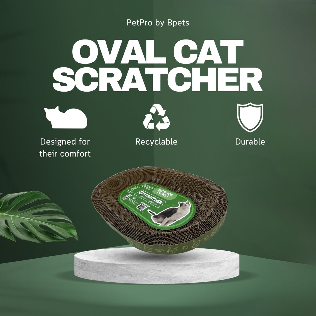 Oval Cat Scratcher – Sturdy, Natural Cardboard, Safe for Claws, Protects Furniture,Supports Active Play and Long naps.