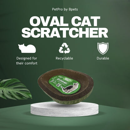 Oval Cat Scratcher – Sturdy, Natural Cardboard, Safe for Claws, Protects Furniture,Supports Active Play and Long naps.