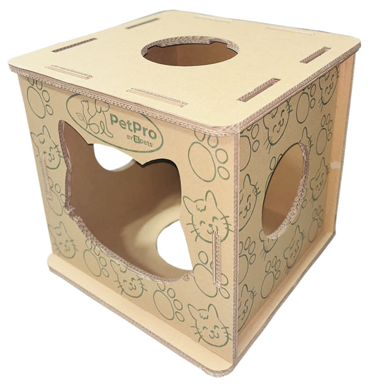 PetPro Corrugated Cardboard Cat Play Center, Scratching Box, Indoor Cat House, Cardboard Cat Condo, Cat Climber, Kitten Toy Box, Kitty Fun Box, Easy Assembly, Lightweight, Eco-Friendly Cat Furniture