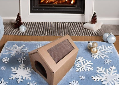 Cozy Cat House with Scratcher Pads, Corrugated Cardboard Cat House - Medium  or Small Size, Sturdy and Eco-Friendly, Perfect Indoor Cat Hideaway, for Indoor Cats and Rabbits.