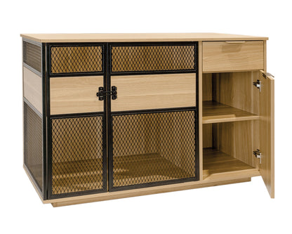 Lucky Kennels Clover Console Crate Stylish pet Furniture with Sleek Black Metal gate, enhances Airflow and Visibility