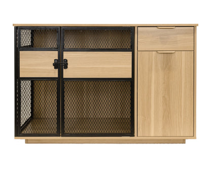 Lucky Kennels Clover Console Crate Stylish pet Furniture with Sleek Black Metal gate, enhances Airflow and Visibility