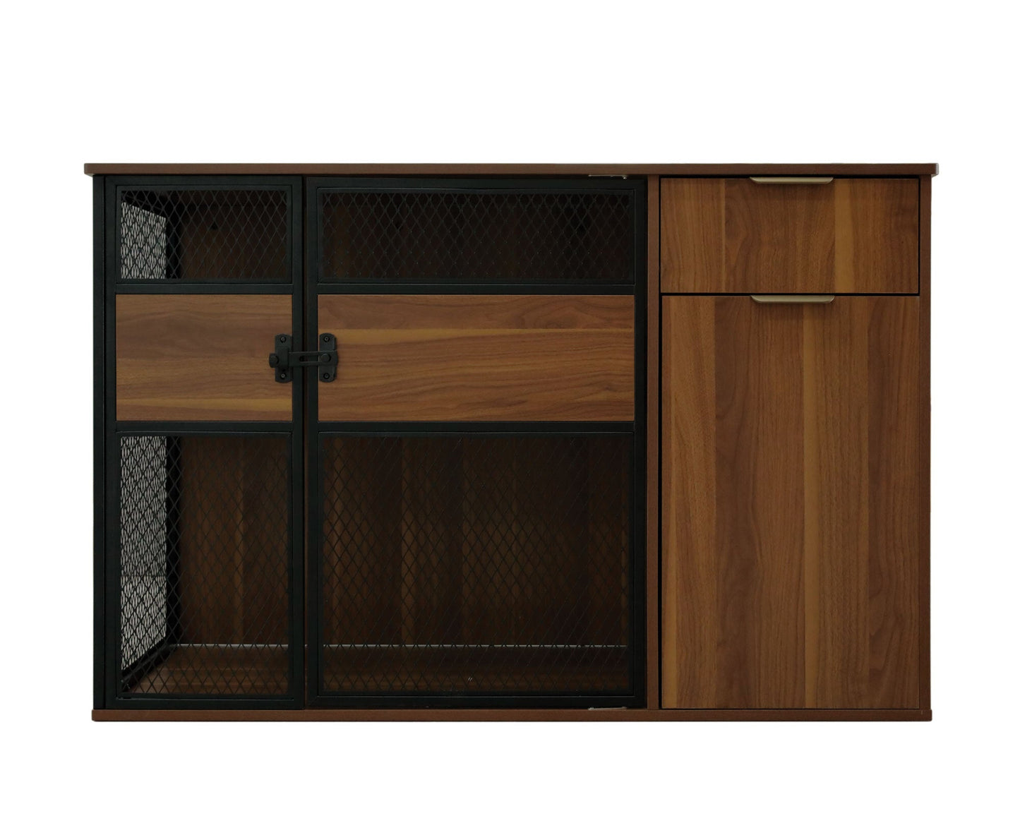 Lucky Kennels Clover Console Crate Stylish pet Furniture with Sleek Black Metal gate, enhances Airflow and Visibility