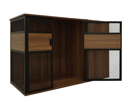 Lucky Kennels Clover Console Crate Stylish pet Furniture with Sleek Black Metal gate, enhances Airflow and Visibility