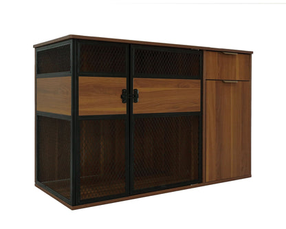 Lucky Kennels Clover Console Crate Stylish pet Furniture with Sleek Black Metal gate, enhances Airflow and Visibility