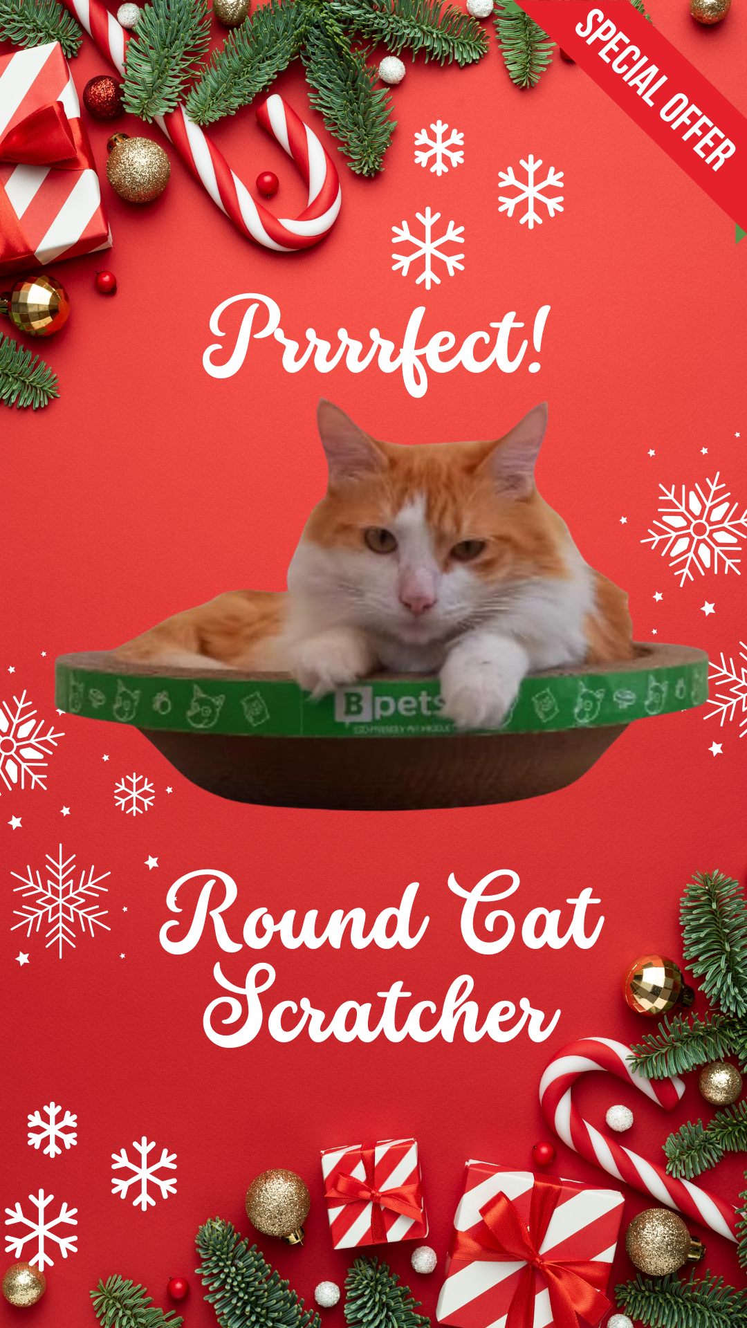 PetPro B Kitty Round Scratcher - Fun and Durable Cat Scratching Pad for Happy, Healthy Cats