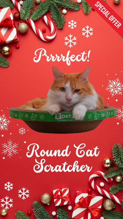 PetPro B Kitty Round Scratcher - Fun and Durable Cat Scratching Pad for Happy, Healthy Cats