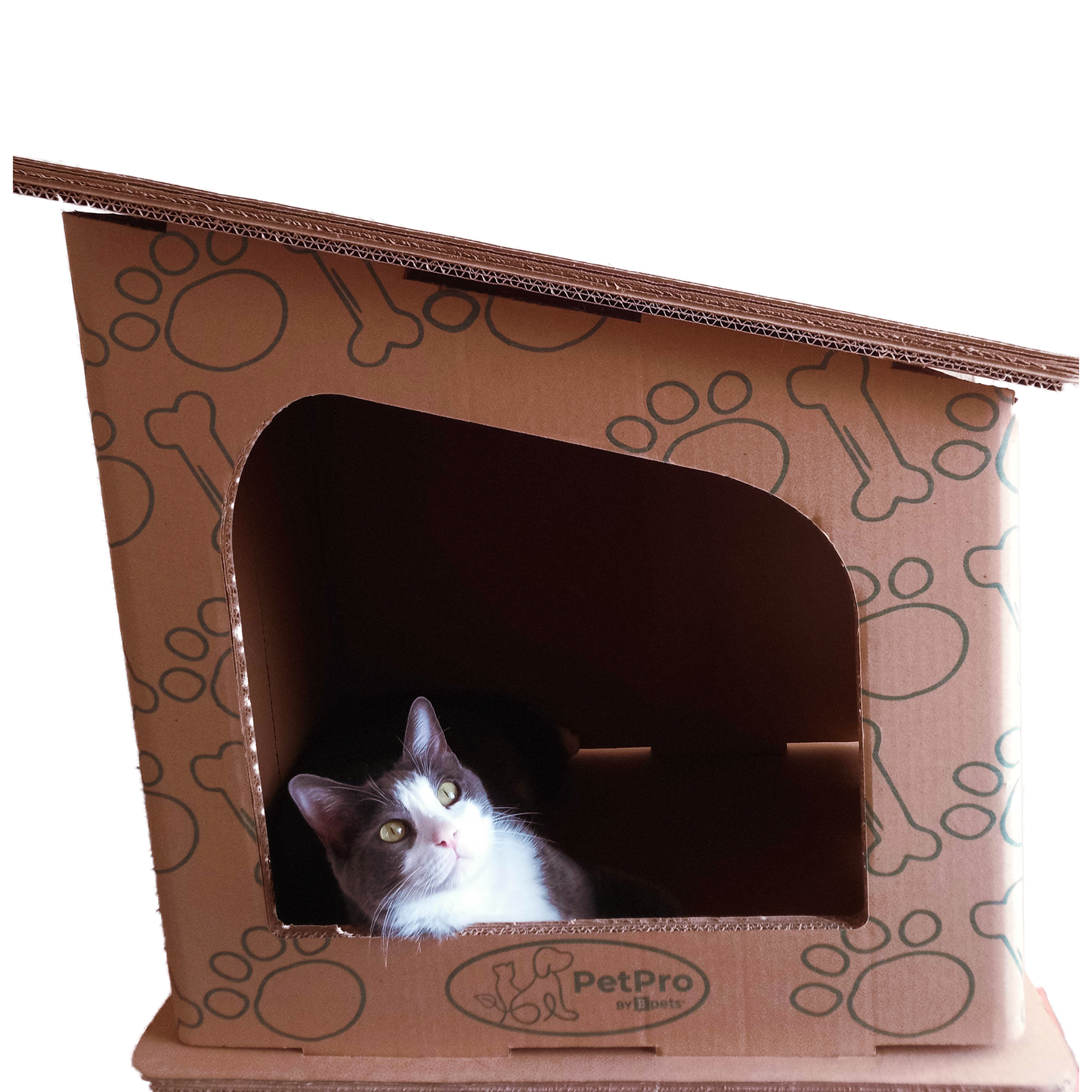 PetPro Modern Corrugated Cardboard Cat House, Sleek Cat Litter Box, Designer Cat Shelter, Eco-Friendly Cat Furniture, Minimalist Cat Condo, Indoor Cat Bed, Easy Assembly Cat Hideaway