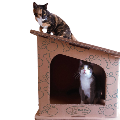 PetPro Modern Corrugated Cardboard Cat House, Sleek Cat Litter Box, Designer Cat Shelter, Eco-Friendly Cat Furniture, Minimalist Cat Condo, Indoor Cat Bed, Easy Assembly Cat Hideaway