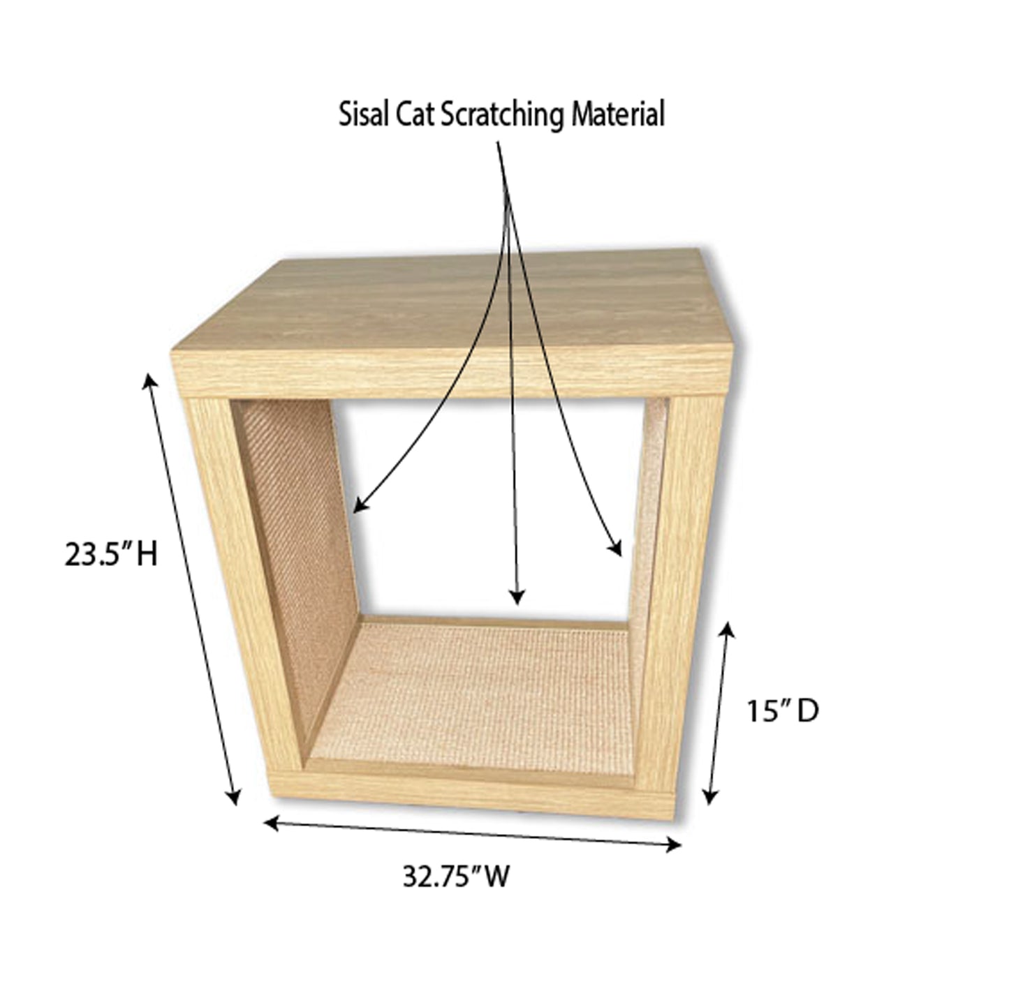 cat scratcher end table with sisal panel dimensions in upright position