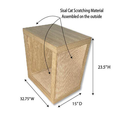 cat scratcher end table with sisal panel dimensions from the side