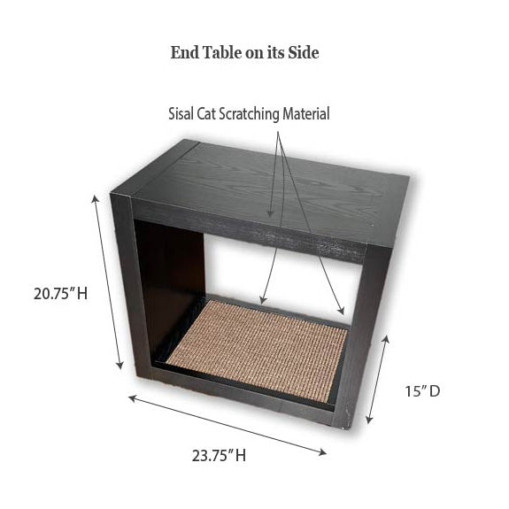 cat scratcher end table with sisal panel dimensions in side position- couch protector