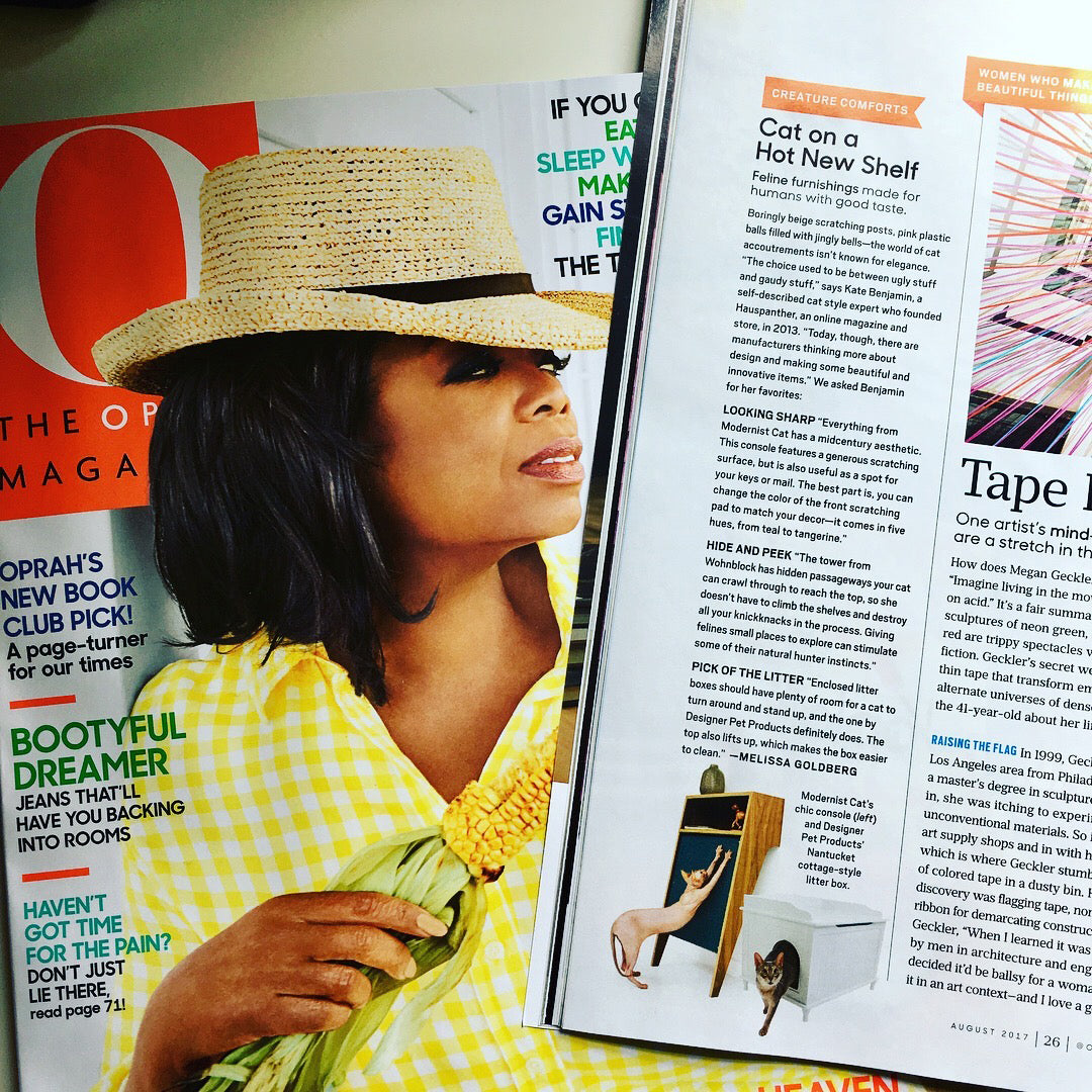 oprah magazine featuring the designer catbox litter box furniture enclosure