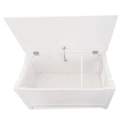 white litter box enclosure with top opening for easy cleaning