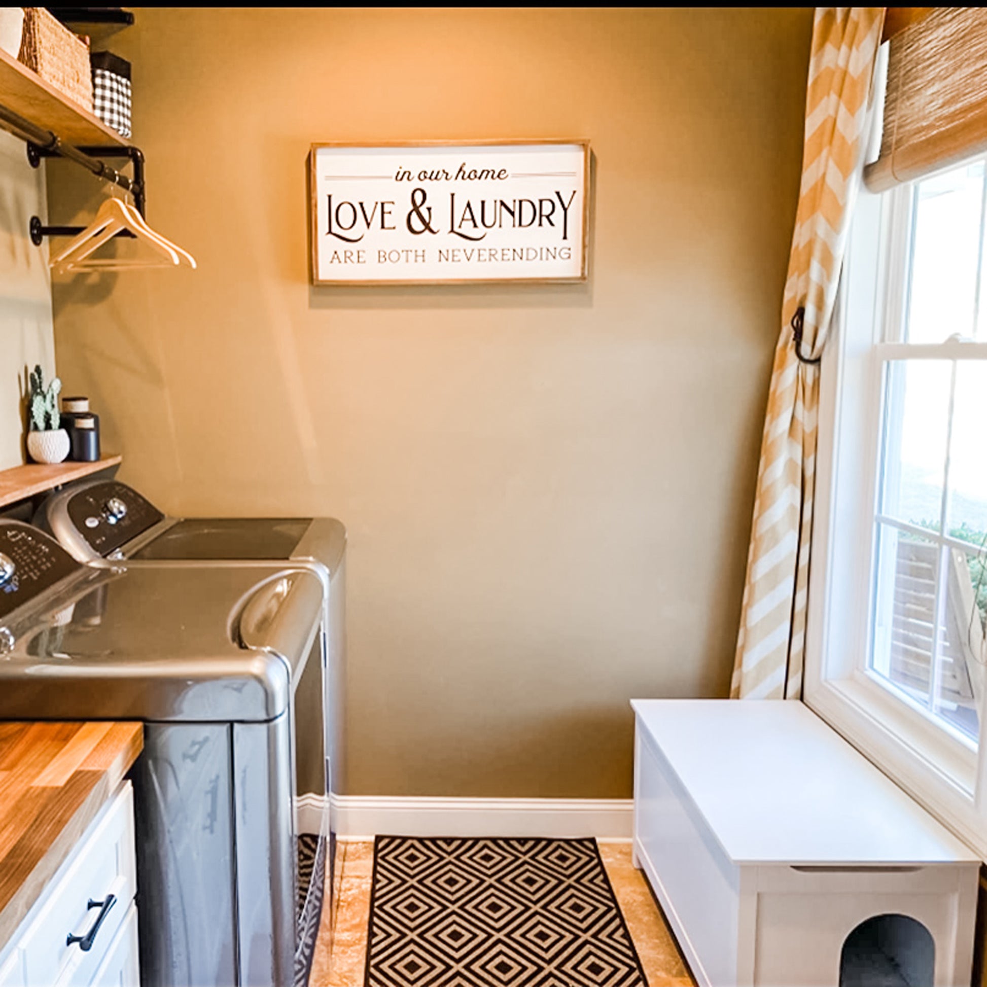 hidden litter box in laundry room